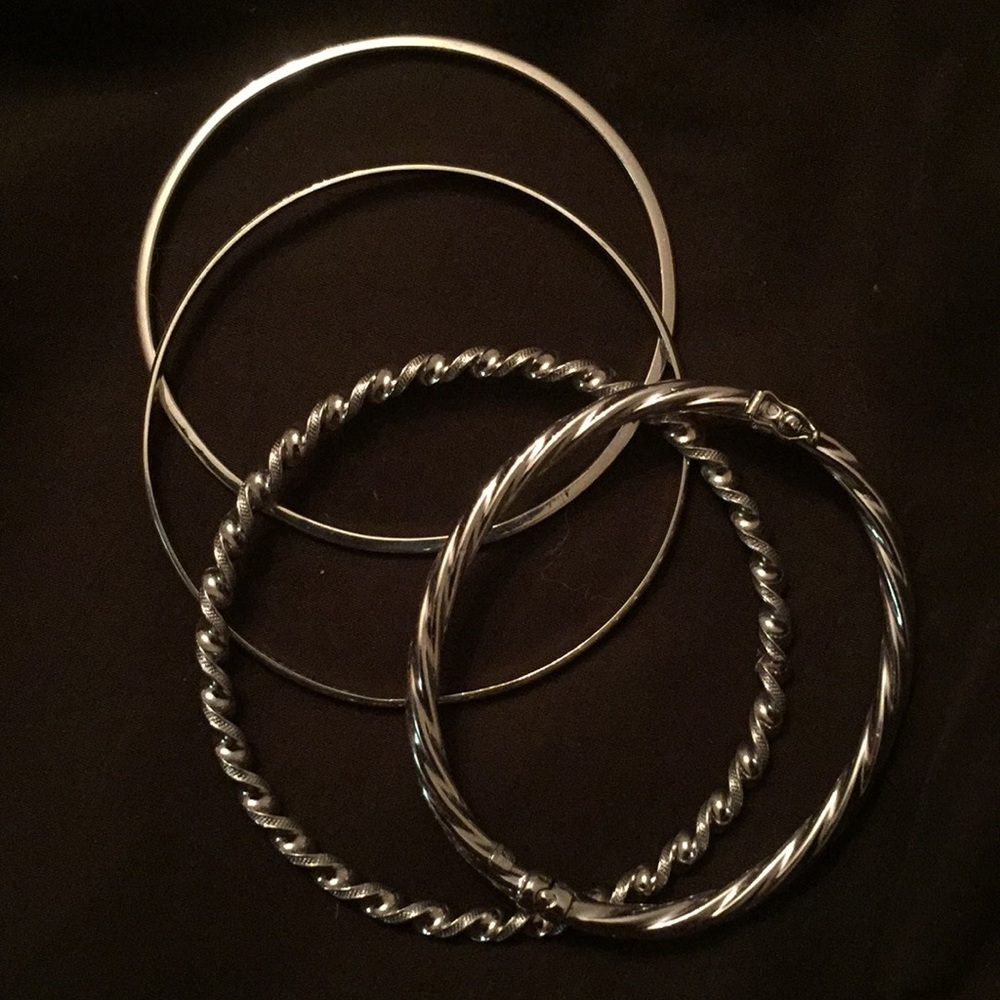 Sterling Silver Bangle Bracelets 925 Sterling - image 3